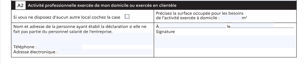 Cadre A2 déclaration CFE