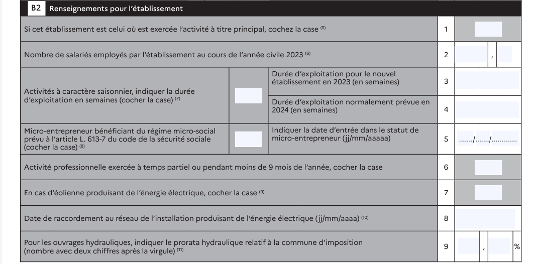 Cadre B2 déclaration CFE