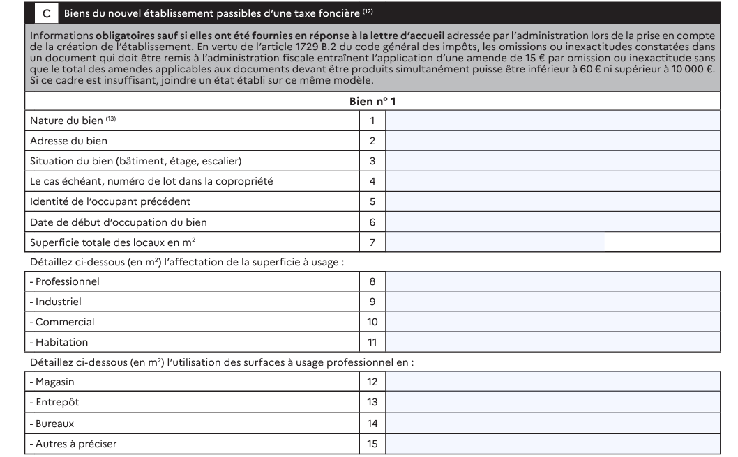 Cadre C déclaration CFE