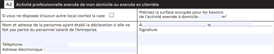 Cadre A2 déclaration CFE