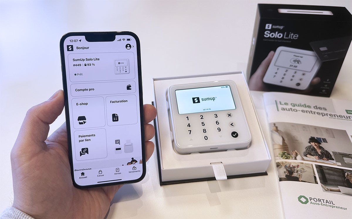 Le terminal de paiement Sumup solo lite avec son application mobile